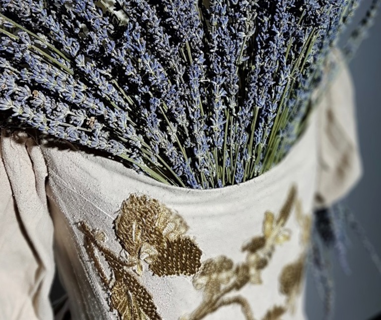 Close up of the 'plague' dress by Anna Dimitriu